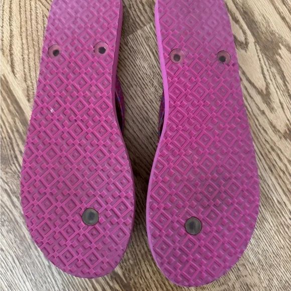 Tory Burch Pink and Blue Flip Flops. Size 10 - Picture 2 of 4